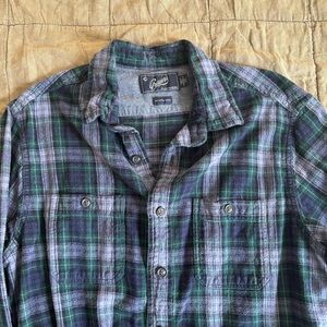Grayers REXFORD MID-WEIGHT PLAID SHIRT - GREEN/BLUE
